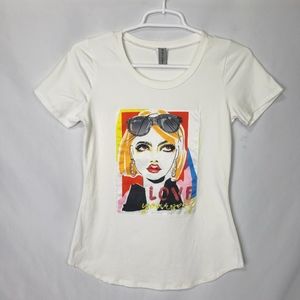 Y2K R. Rouge Hand applied Pearl Embellishments Love Youself Top Made In USA